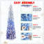 Arbre de Noël à flocage bleu dégradé avec 485 pointes, branches articulées, conception mince, support en métal