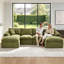Canapé d'angle modulaire en forme de U Cloud de 330 cm, canapé 6 places en chenille avec 2 poufs amovibles, structure en mousse et ressorts, assise profonde avec coussins pour salon ou appartement, vert-1764982464