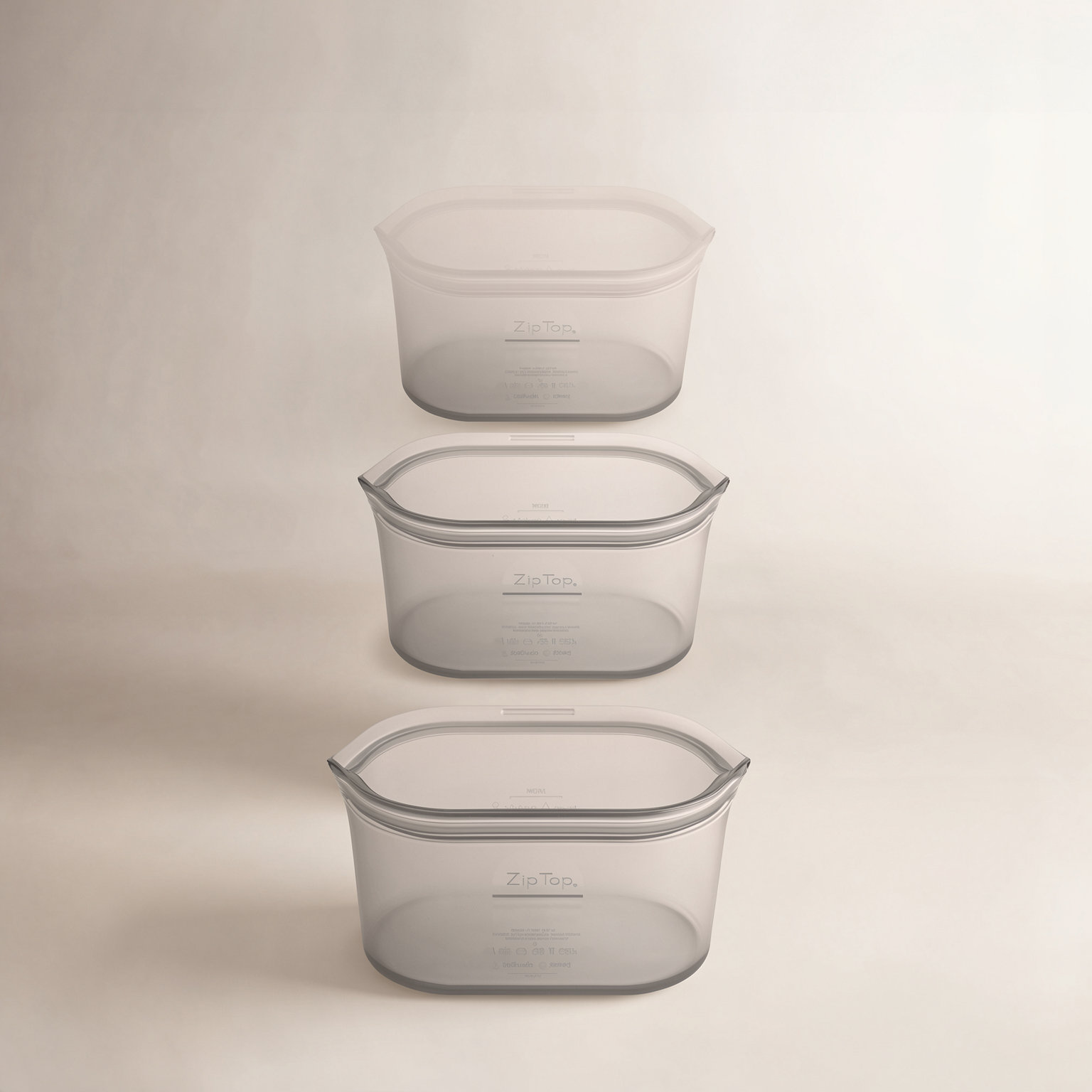 Zip Top Dish Food Storage Container Set, Gray
