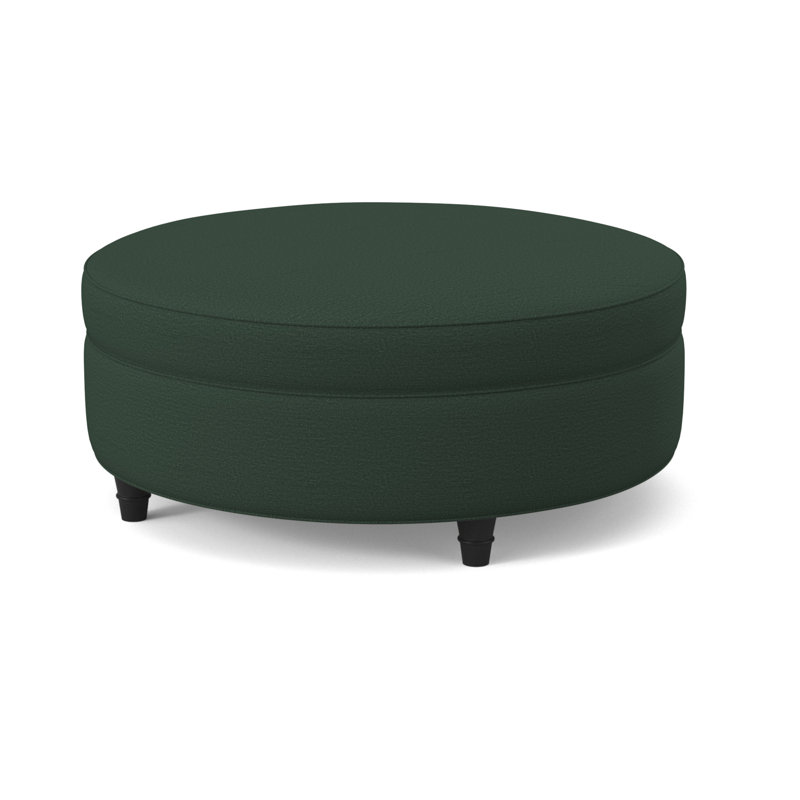 Duke Round Boucle and Velvet Ottoman, Margaret Lipstick, Espresso