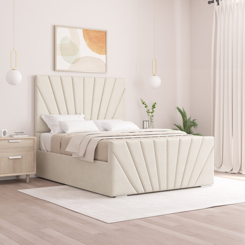 Aayanah Upholstered Bed, Cream, Double (4'6)