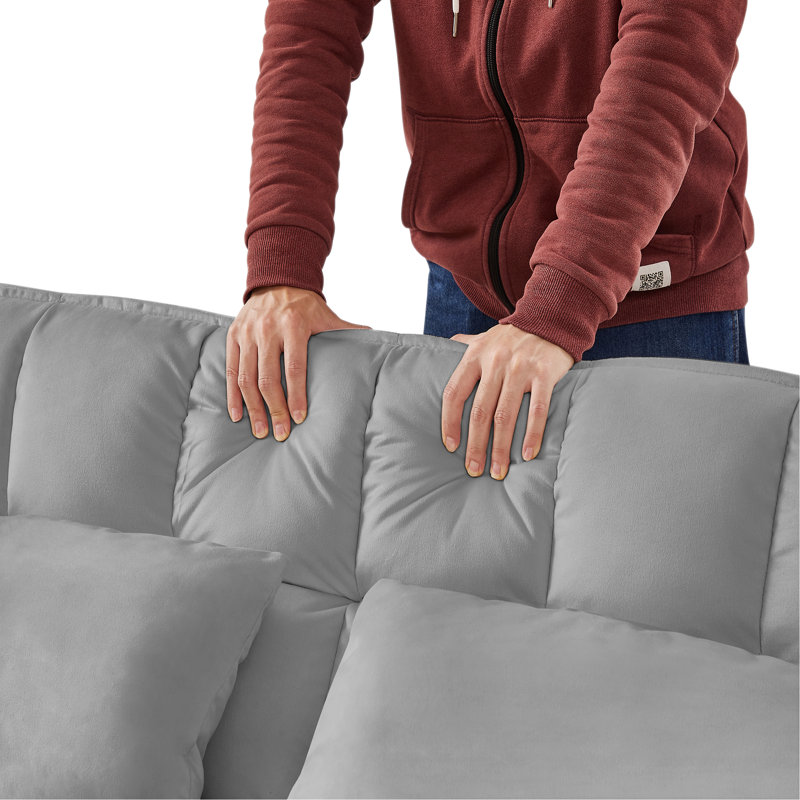 Collinward 53" W Murphy Sofa Bed Loveseat with Adjustable Tufted Back and USB Outlet, 32.28" H x 55" W x 33" D, Gray Velvet 7