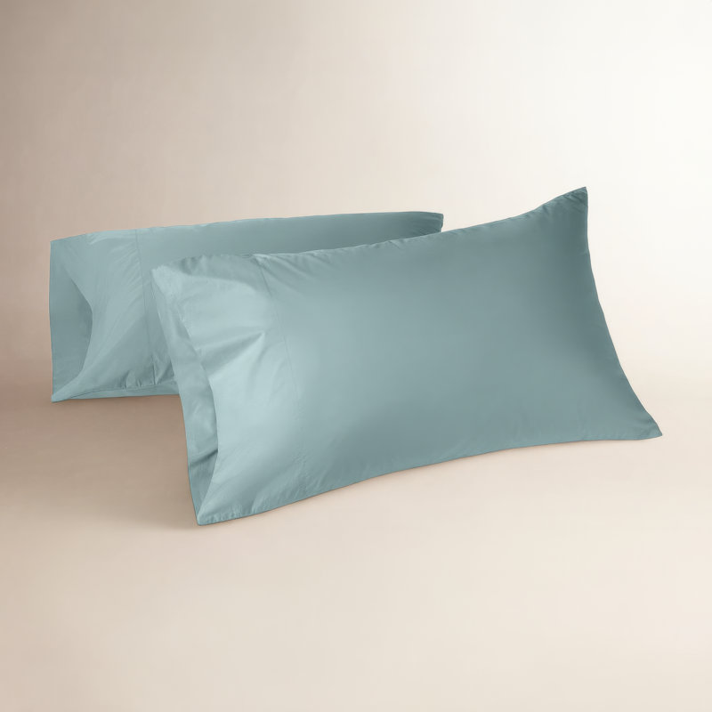 Taie d'oreiller raffinée en percale biologique, Taie d’oreiller standard, Bleu pacifique
