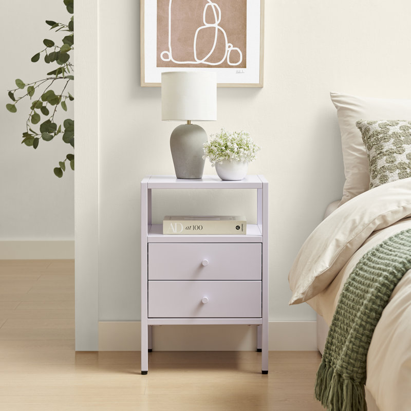 40cm W Metal Bedside Table, Purple