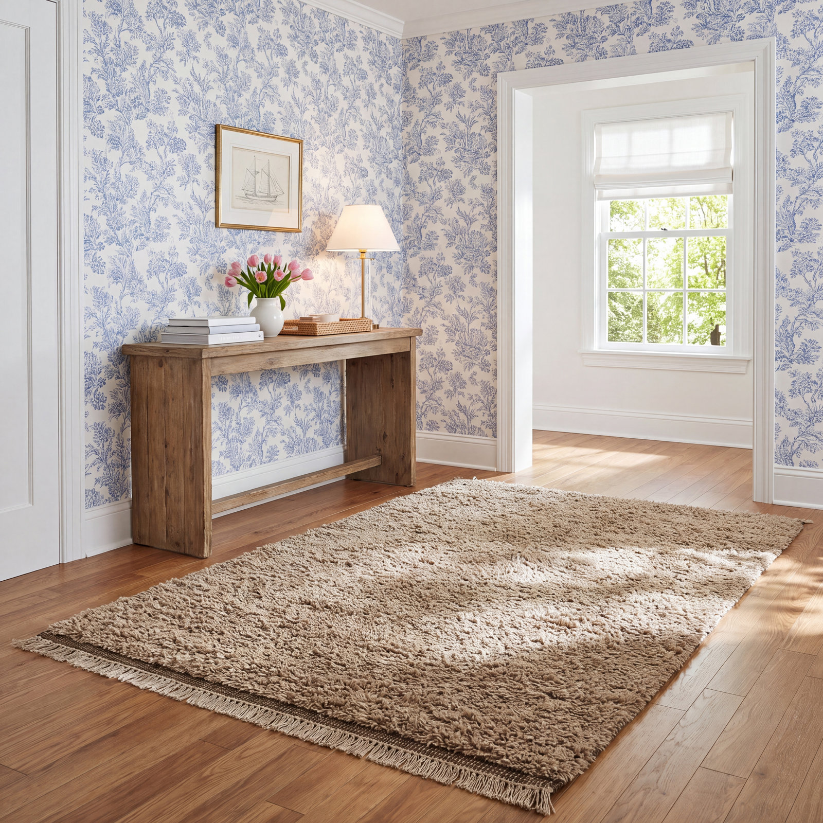 Auckland Handmade Wool Brown Rug, Rectangle 5' x 8'