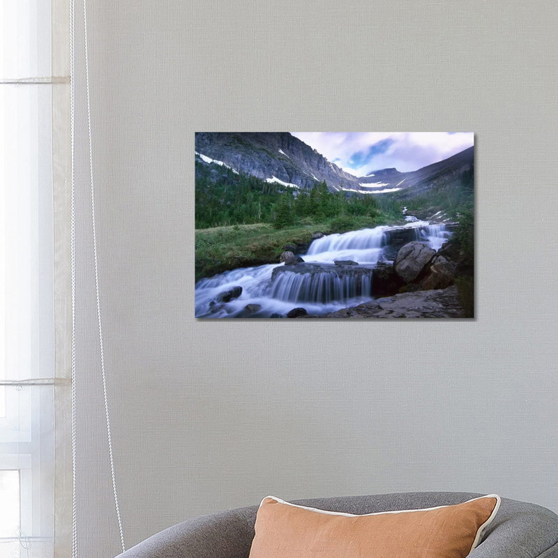 Lunch Creek Cascades, Glacier National Park, Montana by Tim Fitzharris - Wrapped Canvas Print