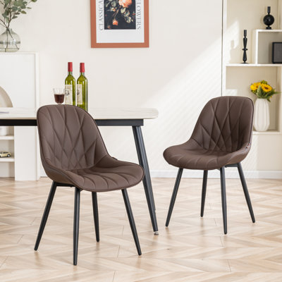 Chardee Upholstered Dining Chairs Faux Leather Waterproof Side Chair with Metal Frame