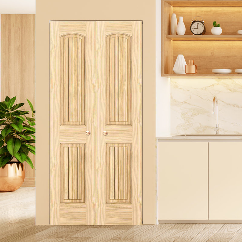 Porte coloniale lambrissée non finie standard en bois massif, 18 po x 80 po