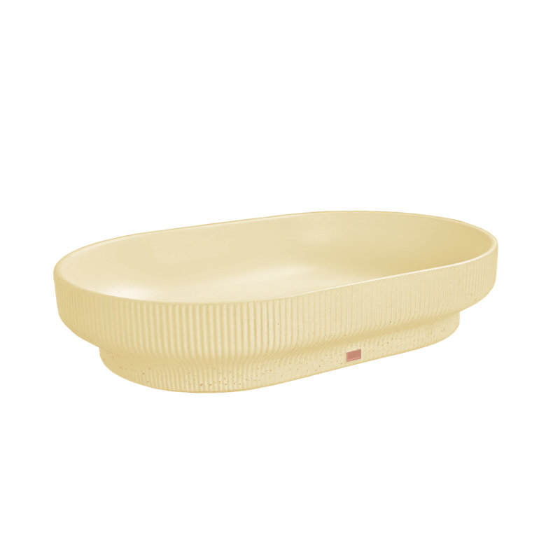 Konkretus Lotus 14.5'' Concrete Oval Bathroom Sink, Dune Yellow