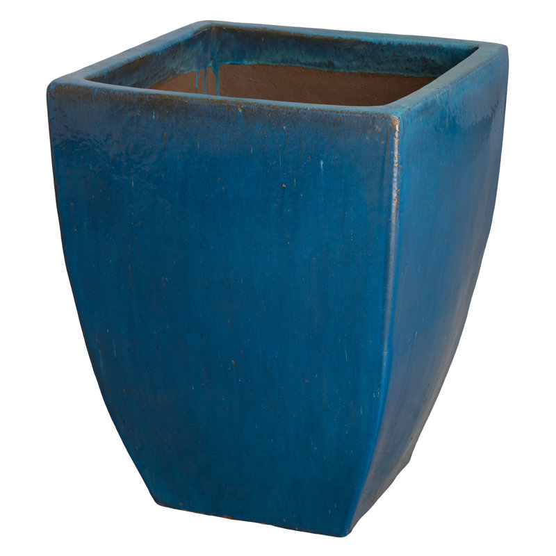 Pot à fleur Creasman, Bleu / bleu sarcelle, H 28,5 po x l 22 po x P 22 po