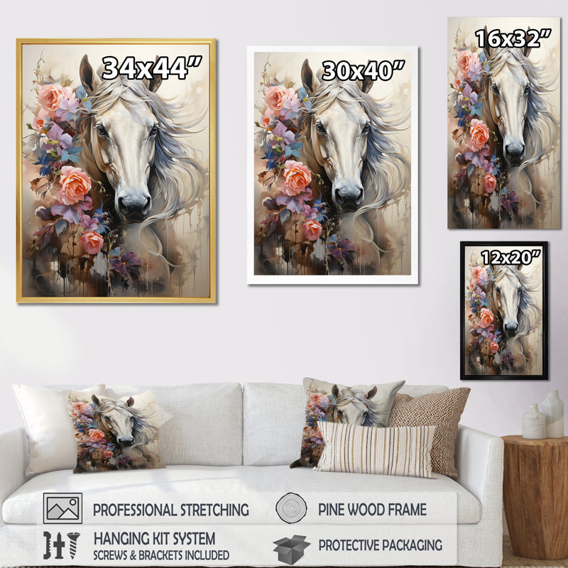 Graffiti Urban Trot majestueux cheval I, Toile tendue, H 32 po x l 16 po x P 1 po