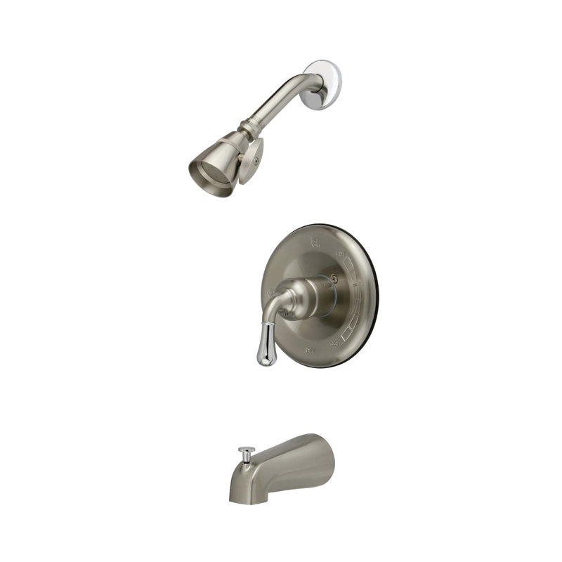 Single Lever Handle Volume Control Tub Shower Faucet, Brushed Nickel/Chrome