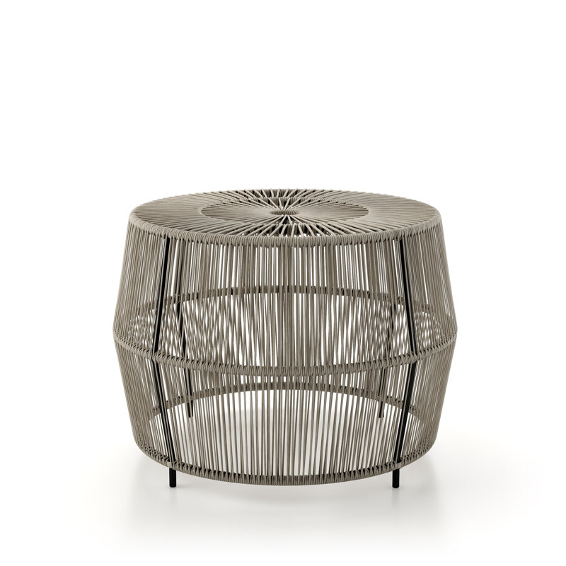 Egenoise Round Metal Outdoor Coffee Table , 21.65'' in. W 21.65'' in. D, Gray