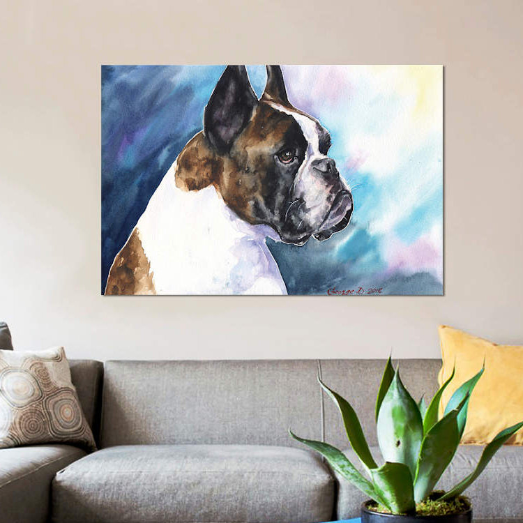 Impression sur toile boxer, H 26 po x l 40 po x P 1,5 po, Toile tendue, Pas de tapis