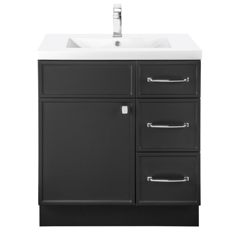 Ensemble de meuble-lavabo simple Manhattan, Noir, Chrome chrome, 30"