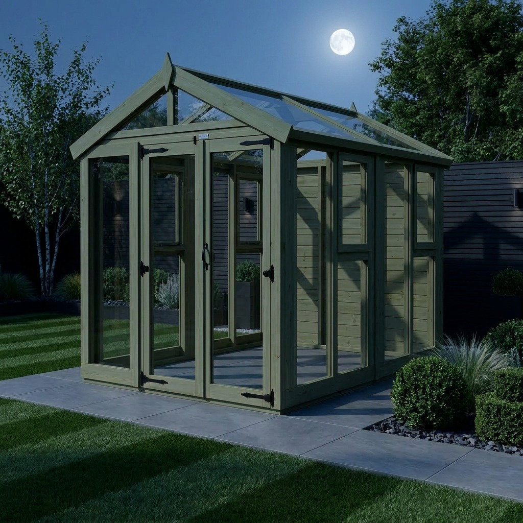 Total Sheds 6ft x 8ft Apex Glass Greenhouse - Horticultural Glass - Pressure Treated Timber - UK Manufactured