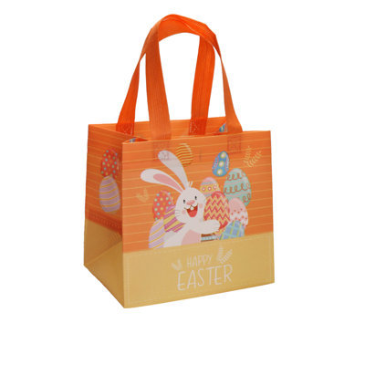 Laminated Non-woven Fabric Environmental Friendly Shopping Bag Easter Egg And Bunny Devise Gift Tote Bag Suitable For Easter Gift Decoration