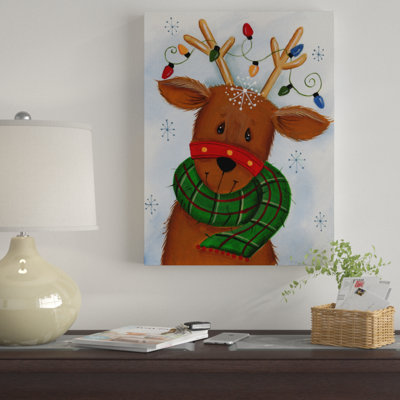 « renne avec lumières », art sur toile