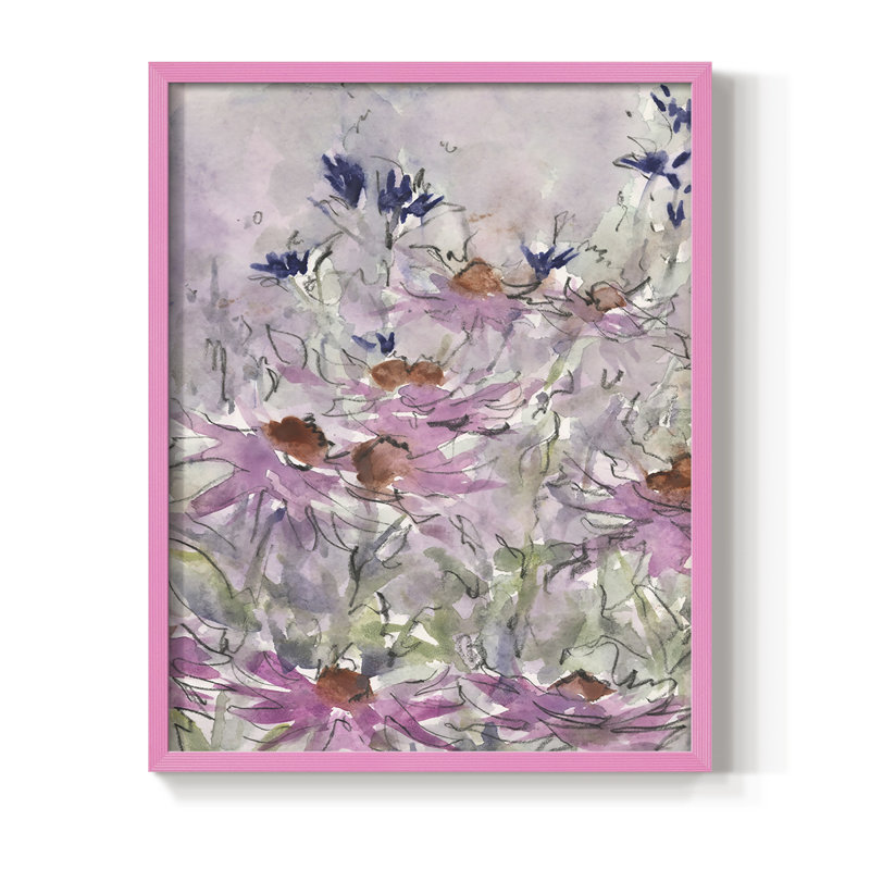 Reproduction encadrée de Floral Entertainment II - bois massif, H 10 po x l 8 po, Rose