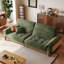 110.24"Green linen-blend loveseat with throw pillows