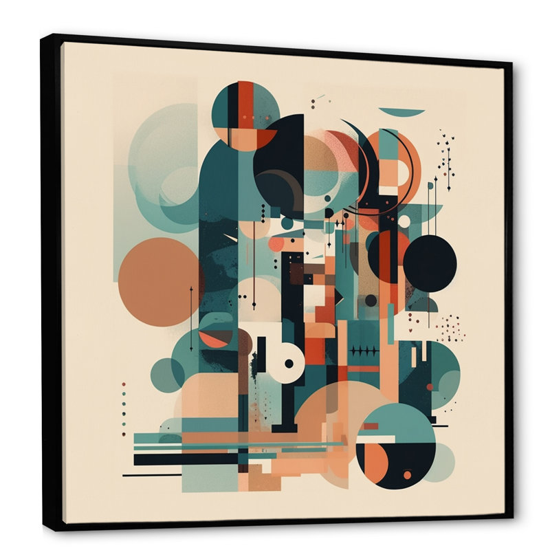 «Blue and Orange Minimalistic Artwork I», reproduction sur toile, H 30 po x l 30 po x P 1 po, Toile avec cadre flottant noir