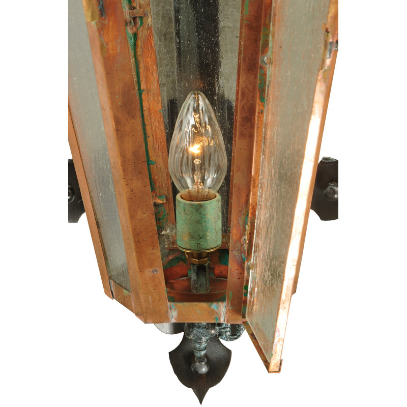 14" Vintage Copper and Brass Lantern Wall Sconce
