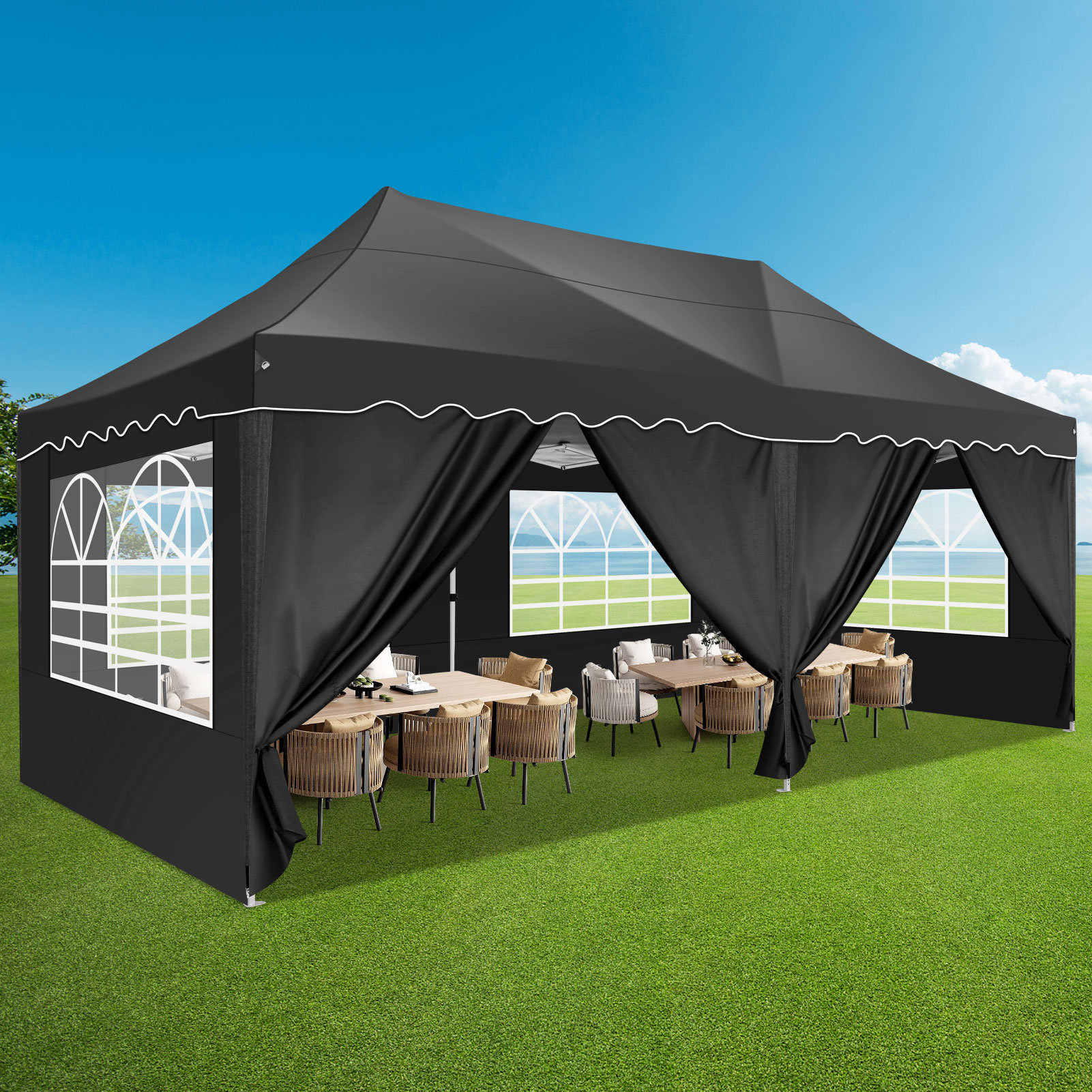 Cobizi 20' x 10' Waterproof Pop Up Canopy with Sidewalls | Wayfair