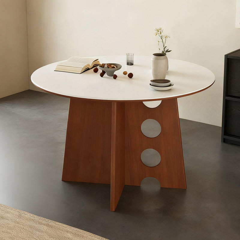 Table de salle à manger blanche et noyer, H 29,53 po x L 39,37 po x l 39,37 po