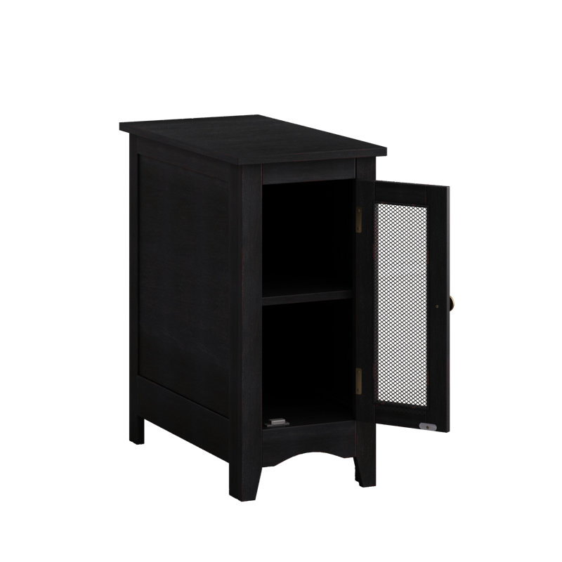 Table d'appoint rectangulaire étroite, placage noir uni, Noir