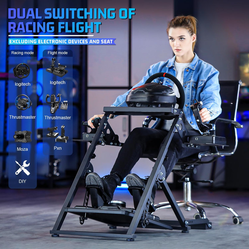 Support de volant de cockpit pliable Anman compatible avec le volant Logitech G29, ne comprend pas le volant, les roues, les pédales et le levier de frein à main