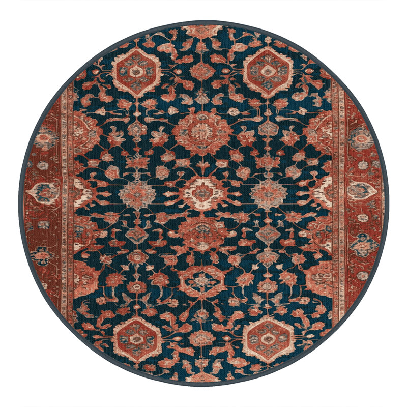 Tapis brun lavable à la machine, Rond 3 pi