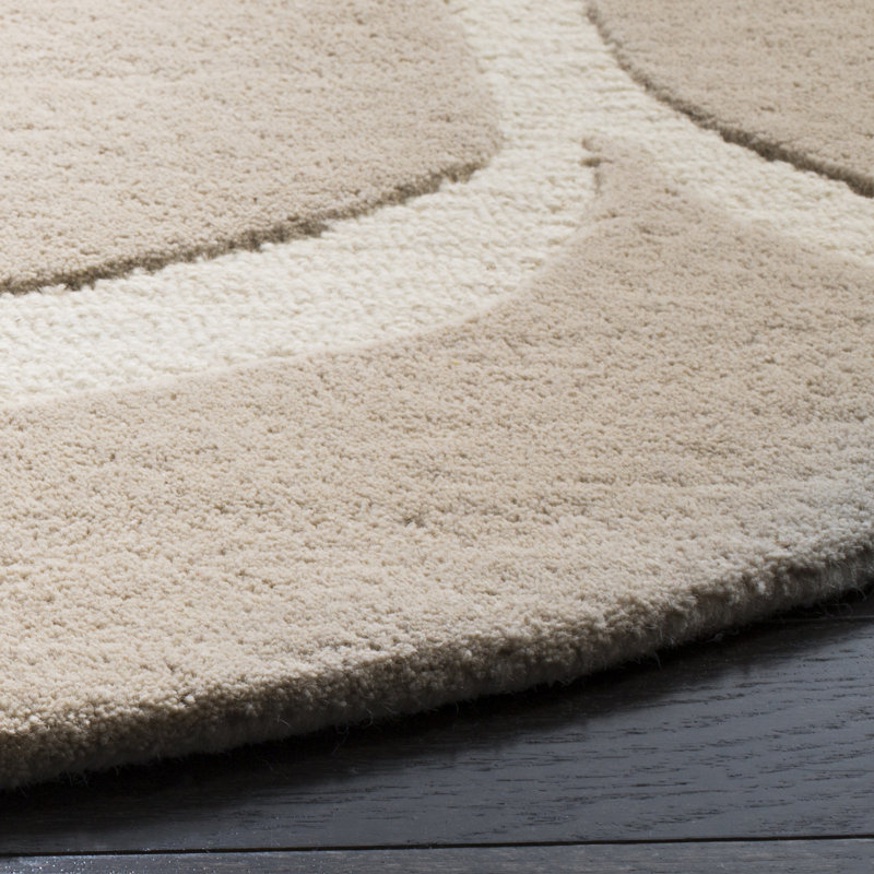 Cannen Hand Tufted Wool Geometric Rug, Round 6'