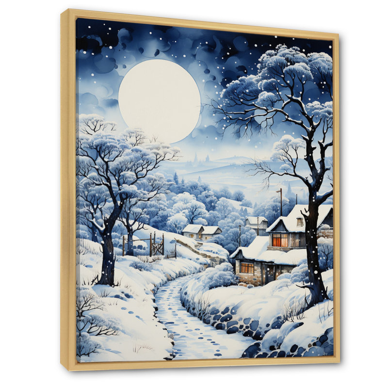 Harmony of Winter Village V - Imprimé, H 44 po x l 34 po x P 1,5 po, Cadre naturel flottant