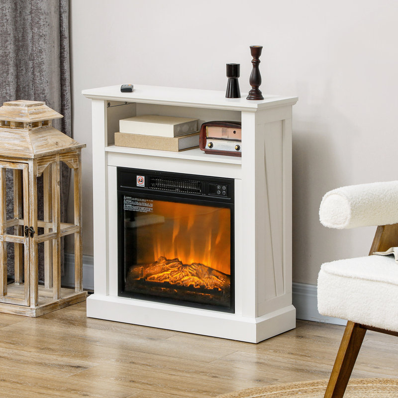 Foyer électrique 27 po - Chaufferette 1400 W avec effet de flamme, température réglable blanche 62 82, télécommande, minuterie, fonctionnement silencieux, chauffage, flamme 3D réaliste, intensité, température 82, semblable à un ventilateur