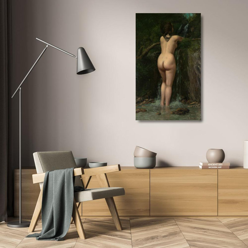 «The Source» par Gustave Courbet - Art mural sur toile tendue avec châssis, H 24 po x l 17 po