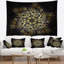 Tapisserie de fleur abstrait noir à motif floral jaune-28498208