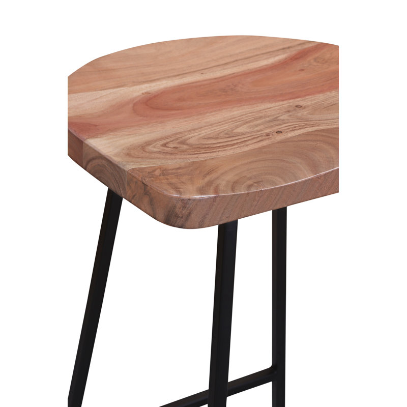 Tabouret de bar 17 po en bois massif 17 étages Evis, blanc, Brun clair, Tabouret de comptoir (siège d'une hauteur de 24 p