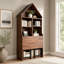 Bureau d'artisanat pliant avec tablettes de rangement, bureau convertible dissimulé en bibliothèque-1409094452