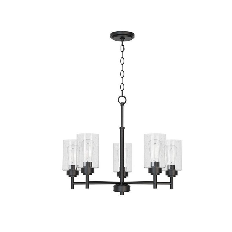 Lustre 5 lumières de 24 po de largeur Wexton, Noir mat