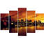 New York Manhattan Sunset - 5 Piece No Frame Print on Canvas-594509173