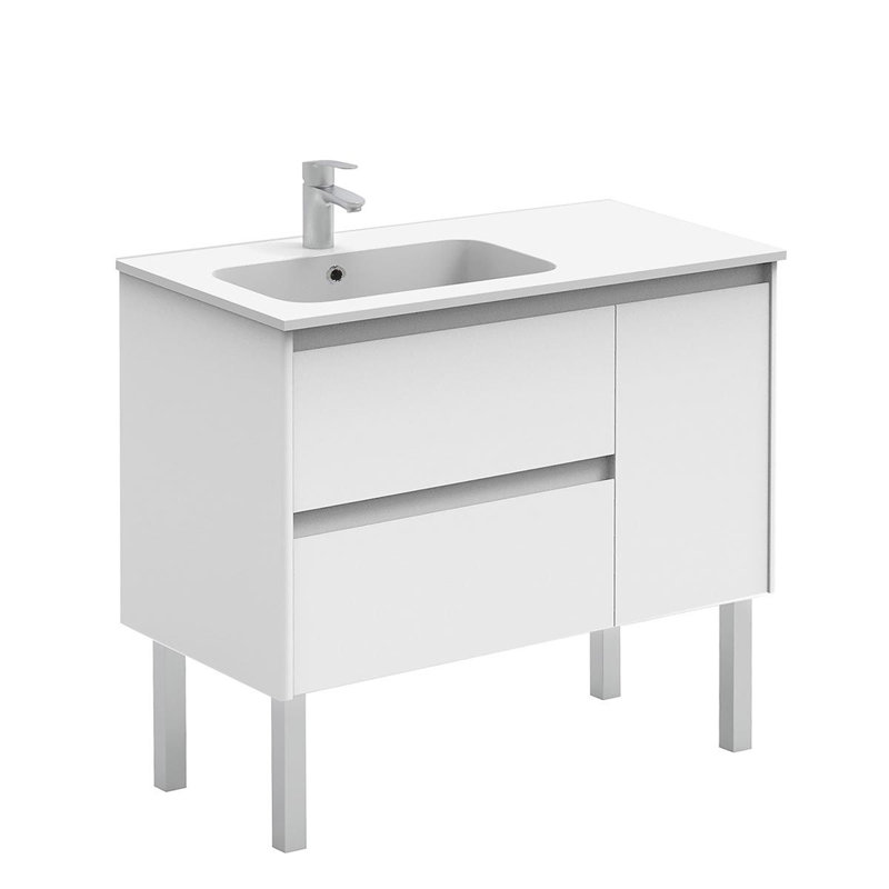 Ambra 36'' Gloss White Single Bathroom Vanity with Mirror
