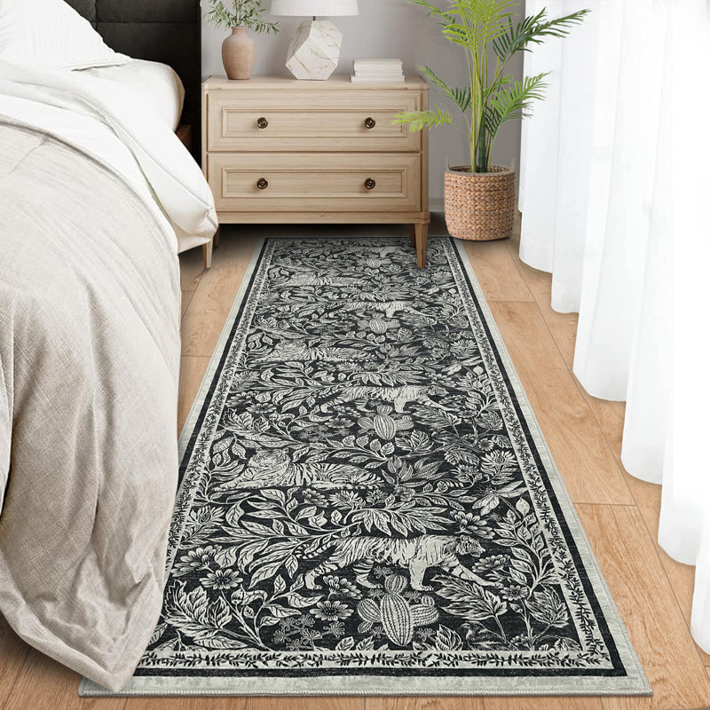 Tapis de couloir lavable 2 x 6 tapis antidérapant Botanical Forest, Tapis de couloir 2 pi x 6 pi, Green