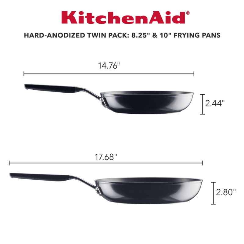 KitchenAid Hard Anodized Nonstick Frying Pan Set, 8.25 Inch and 10 Inch