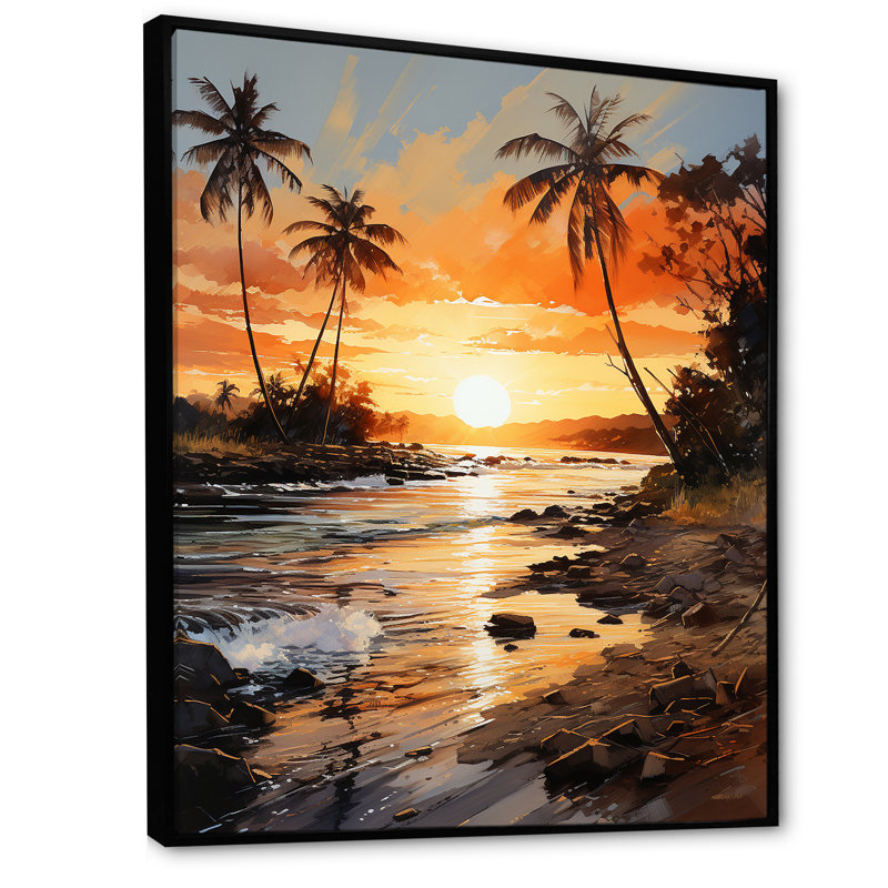 " Beachside Sunset I ", Black Floater Framed, 40" H x 30" W x 1.5" D
