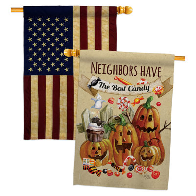 Double Sided 40'' H x 28'' W Polyester Halloween House Flag