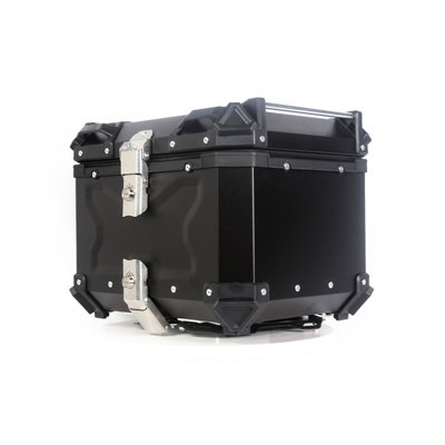 Motorcycle Top Case, 45L Motorbike Tail Box, Waterproof Aluminum Alloy Motorcycle Trunk, Motorcycle Top Box Luggage Storage Tour Box with Unique Security Lock, Base Plate & Install Tools