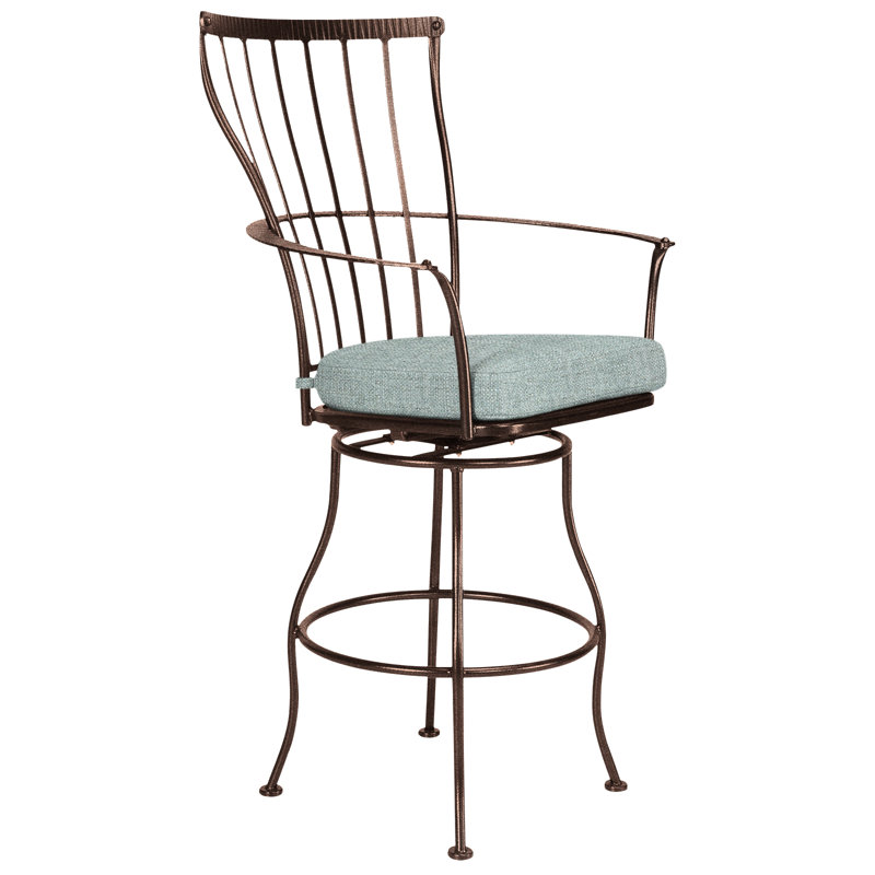 Monterra Outdoor Swivel Bar Stool, Flagship Stone Sunbrella®, Copper Creek, 27.25''