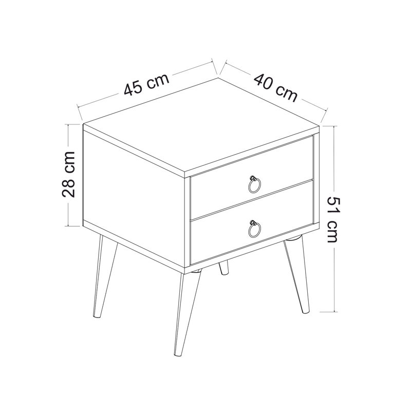 Table de chevet 2 tiroirs Etheridge