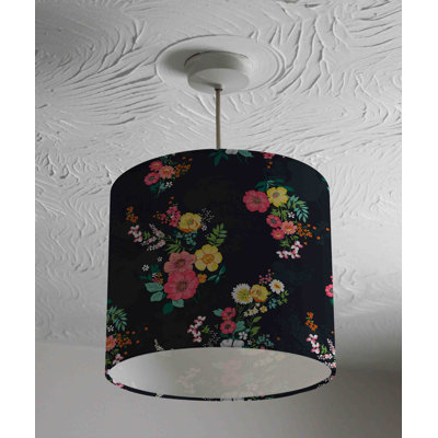 Floral Pattern 22cm H Cotton Drum Pendant Shade ( Uno )