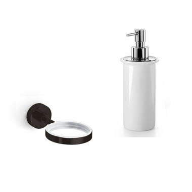 Napie 53012_53020.29_53022.29 by WS Bath Collections, Wall Mounted Soap  Dispenser and Toothbrush Holder Set in Polished Stainless Steel